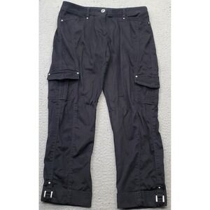 White House Black Market Crop Cargo Pants Womens 0 Black Stretch Cotton Utility